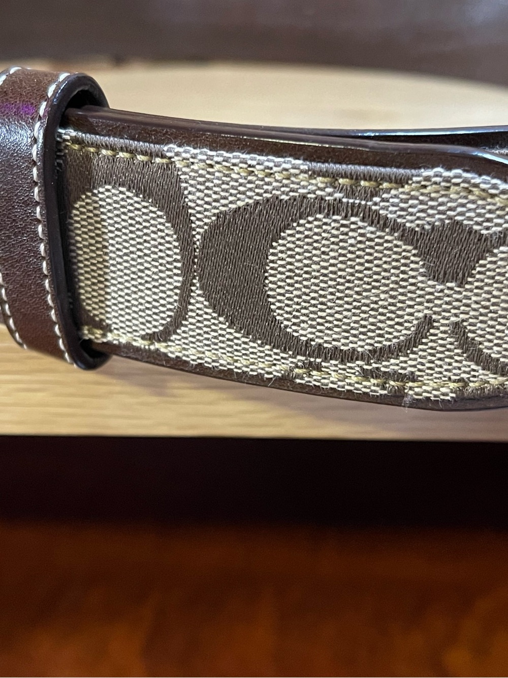 Authentic Coach Y2K Jacquard Canvas monogram logo Belt with Script Oval Buckle - Picture 7 of 11